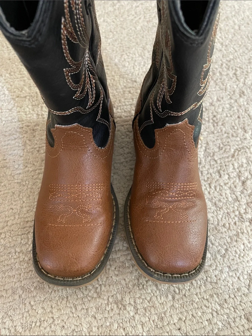 Kids Two-Tone Brown and Black Western Cowboy Boots